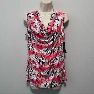 Worthington Sleeveless Snakeskin Print Cowl Neck Blouse Size M  NWT!